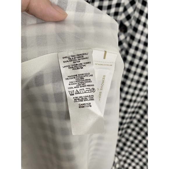 NWT Ann Taylor Black And White Checkered Dress Button Front Puff Sleeve Size 12 - Picture 5 of 6